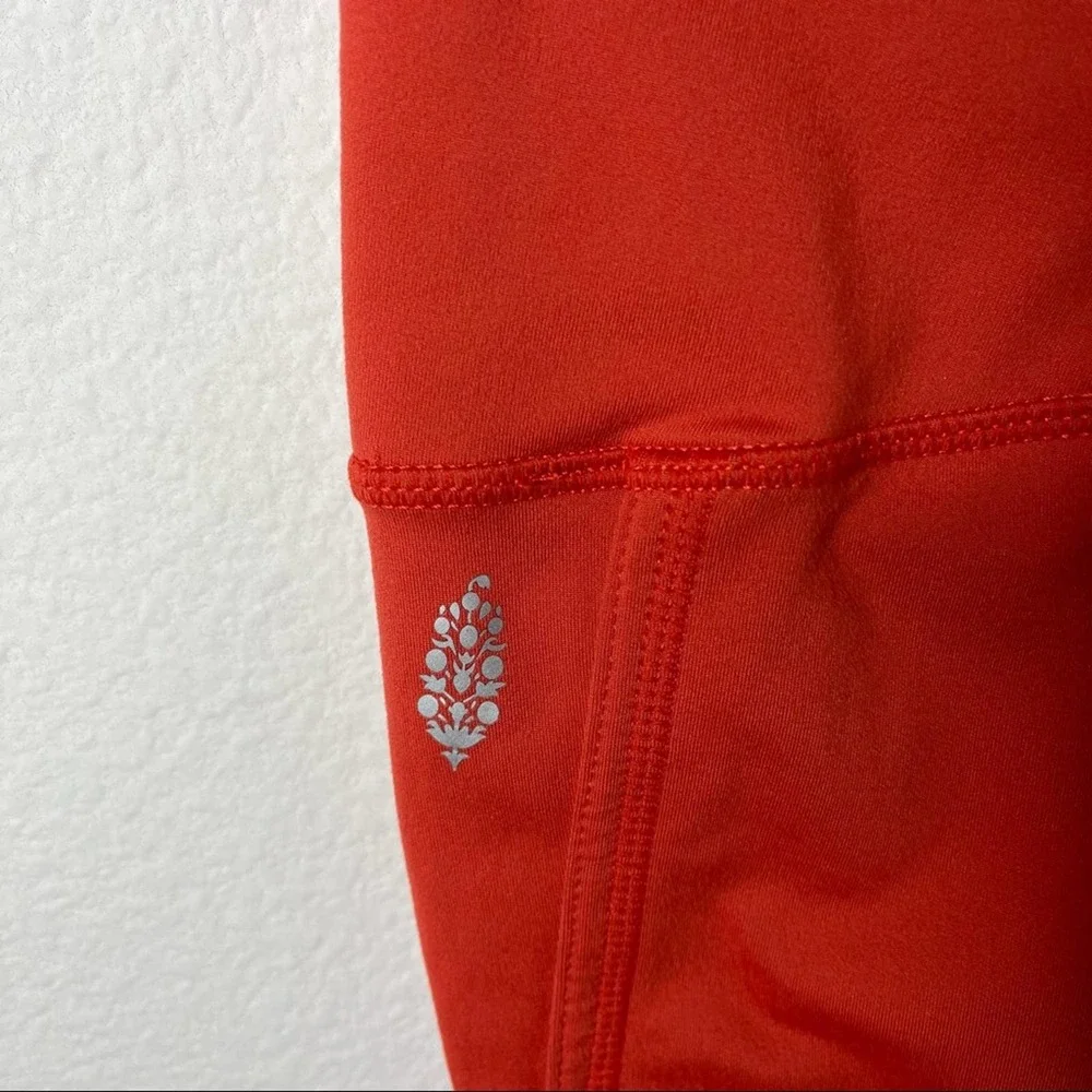 Free People Movement Coral Red Side Cutout High Waist Leggings Active Workout XS - Picture 10 of 10